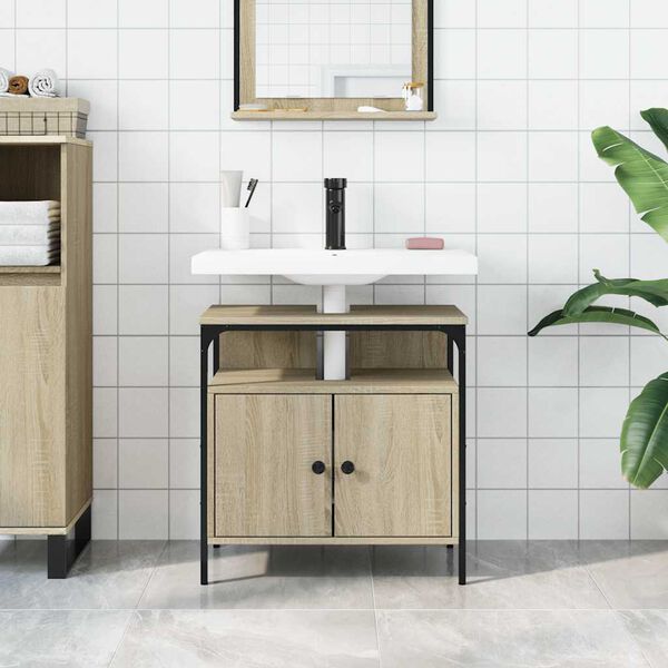 vidaXL Bathroom Sink Cabinet Sonoma oak Engineered wood Medium