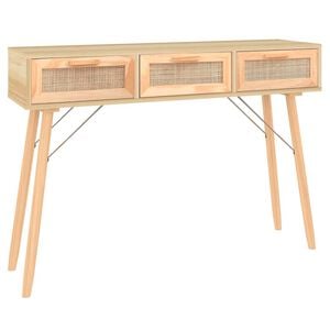 vidaXL Console Table Brown Engineered wood, solid pine wood, natural rattan