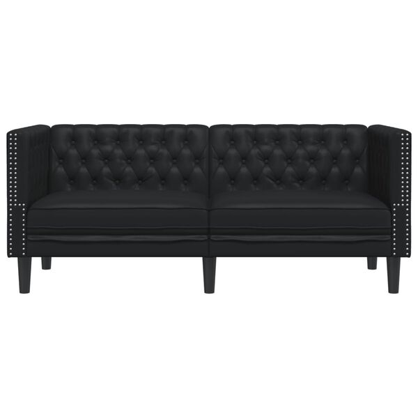 vidaXL Chesterfield Sofa 2-Seater Black Faux Leather