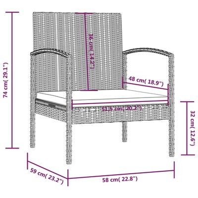 vidaXL 16 Piece Patio Lounge Set with Cushions Poly Rattan Brown