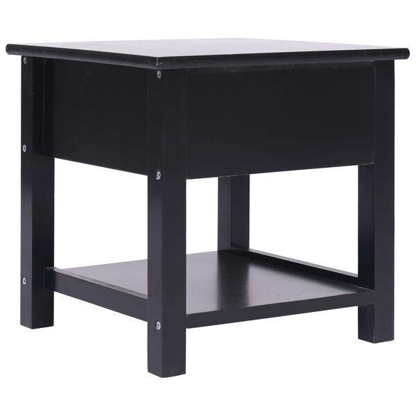 vidaXL Side Table Black Paulownia wood Medium Storage Side Table