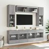 vidaXL 6 Piece TV Wall Stand Set with LED Lights Gray Sonoma