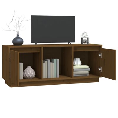 vidaXL TV Cabinet Honey Brown 43.5"x13.8"x17.3" Solid Wood Pine