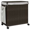 vidaXL Laundry Basket with Wheels Dark Brown 23.6x13.8x23.8" Rattan