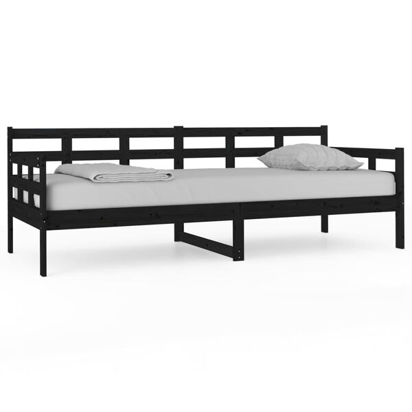 vidaXL Day Bed Black Solid pine wood Twin