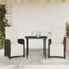 vidaXL Bistro Set Black Poly Rattan Standard Adjustable Footrests