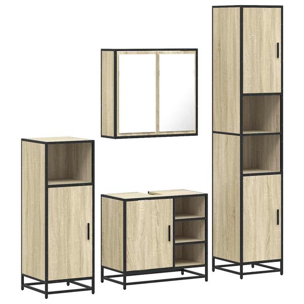 vidaXL Bathroom Furniture Set Sonoma oak Engineered wood, Metal Medium