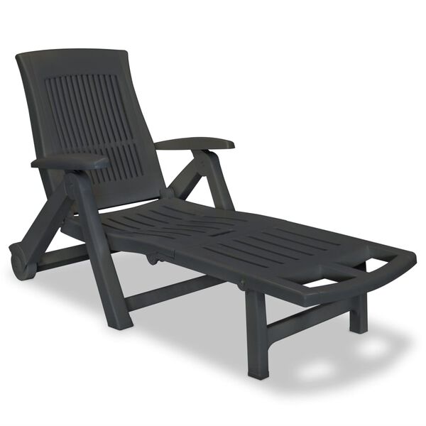 vidaXL Sun Lounger Anthracite Plastic Standard Foldable Sun Lounger