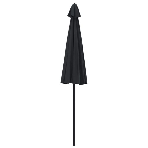 vidaXL Garden Parasol Black Polyester, Aluminum Medium Retractable