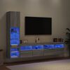 vidaXL 4 Piece TV Wall Units with LED Gray Sonoma Engineered Wood