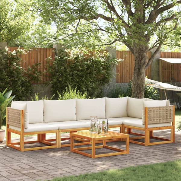 vidaXL Garden Sofa Set Beige, Cream White