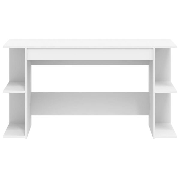 vidaXL Desk White Engineered Wood Standard Desk Rectangular Modern