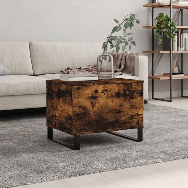 vidaXL Coffee Table Smoked Oak Engineered Wood, Metal Medium Storage
