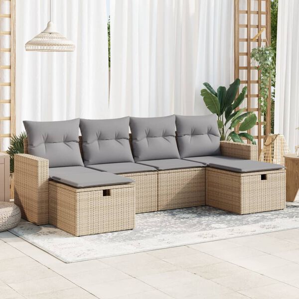 vidaXL Garden Sofa Set Beige Poly Rattan Large Modular Garden Sofa Set