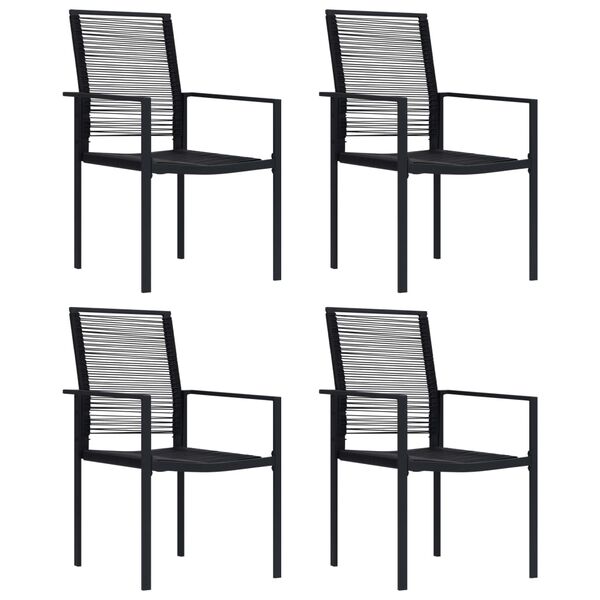 vidaXL Dining Set Black Glass, Powder-Coated Steel, PVC Hollow Rattan