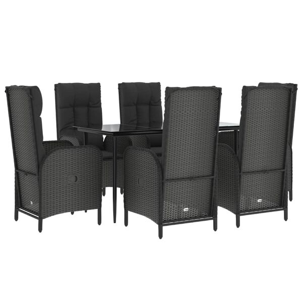 vidaXL Patio Dining Set Black PE Rattan Large Garden Dining Set