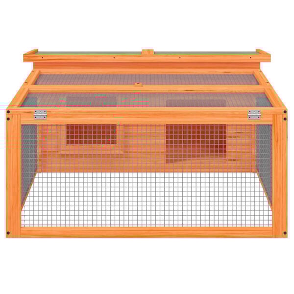 vidaXL Rabbit Hutch Brown, Green Solid Pine Wood, Plywood Medium