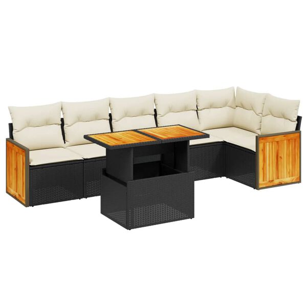 vidaXL Garden Sofa Set Black PE Rattan Large Adjustable Feet