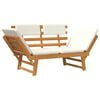 vidaXL Outdoor Sun Bed Light Brown and Cream Solid Acacia Wood Standard