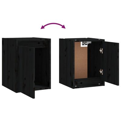 vidaXL Wall Cabinet Black 11.8"x11.8"x15.7" Solid Wood Pine