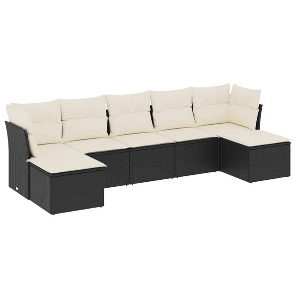 vidaXL Garden Sofa Set Black and Cream White