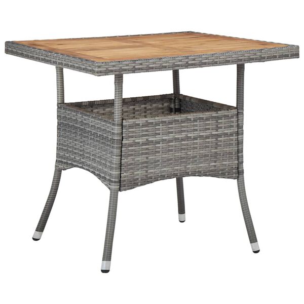vidaXL Dining Set Grey, Brown Poly rattan, acacia wood, powder-coated steel