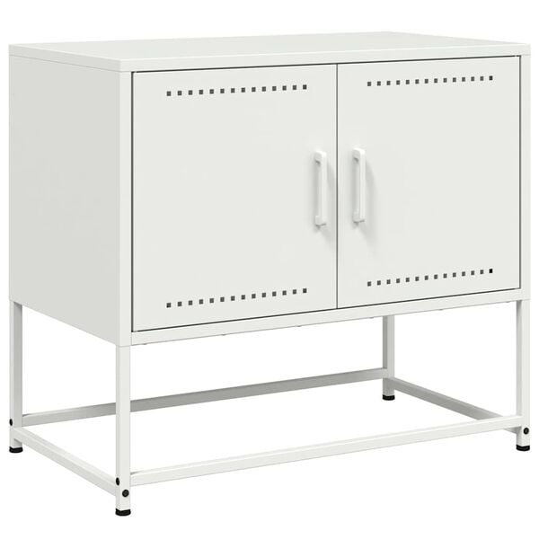 vidaXL TV Cabinet White Steel 27.0 x 15.4 x 23.8 in TV Cabinet