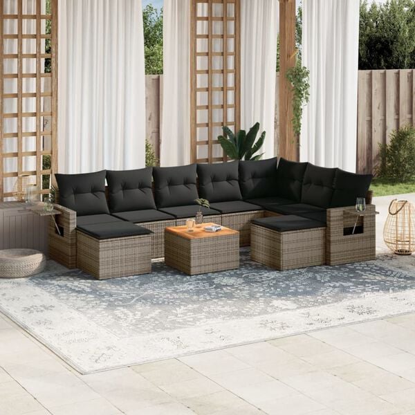 vidaXL Garden Sofa Set Grey PE Rattan Large Modular Garden Sofa Set