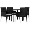 vidaXL Garden Dining Set Black and Cream White