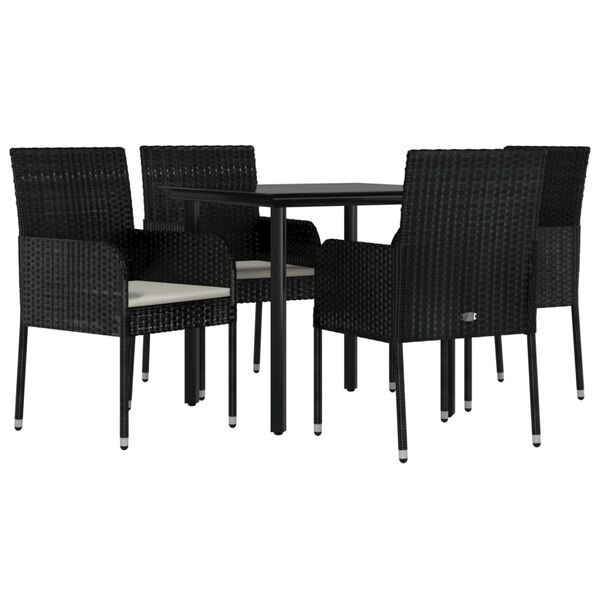vidaXL Garden Dining Set Black and Cream White