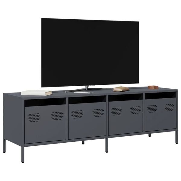 vidaXL TV Cabinet Anthracite Cold-rolled steel 53.1x15.4x17.1 in