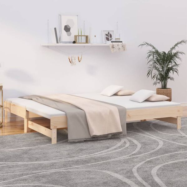 vidaXL Day Bed Natural Wood Solid Pine Wood Double
