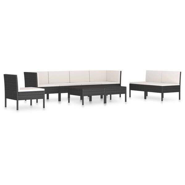 vidaXL Garden Furniture Set Black and Cream White