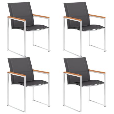 vidaXL Patio Chairs 4 pcs Textilene and Stainless Steel Gray