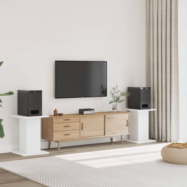 vidaXL Speaker Stands 2 pcs White 11.8x11.8x23.6" Engineered Wood