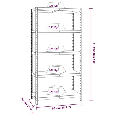 vidaXL 5-Layer Shelves 2 pcs Anthracite Steel&Engineered Wood