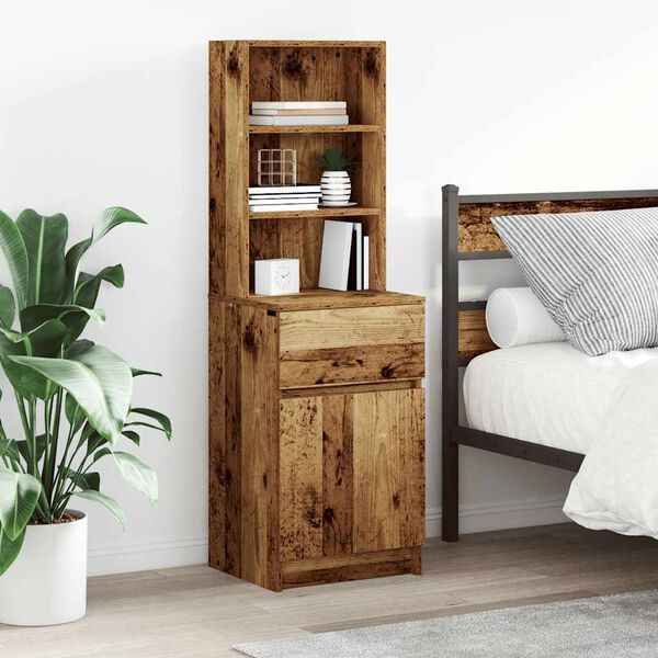 vidaXL Bedside Cabinet Old wood Engineered wood Extra Tall