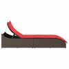 vidaXL Folding Sun Lounger with Cushion and Storage Brown Poly Rattan