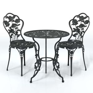 vidaXL Bistro Set Black Cast Aluminum, Cast Iron Medium