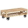 vidaXL Coffee Table with Wheels Solid Wood Mango 43.3"x19.7"x14.6"