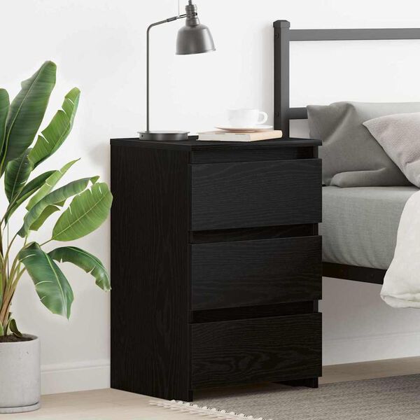 vidaXL Bedside Cabinet Black oak 40 x 35 x 62.5 cm Engineered wood