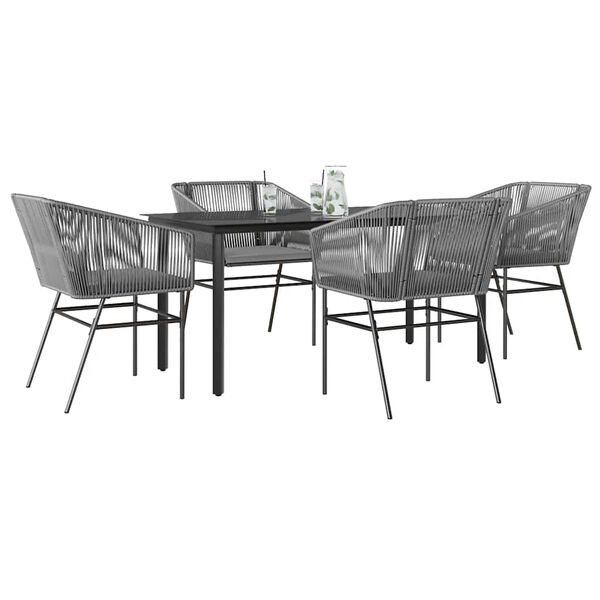 vidaXL Garden Dining Set Grey PE Rattan 4-seater UV-resistant materials