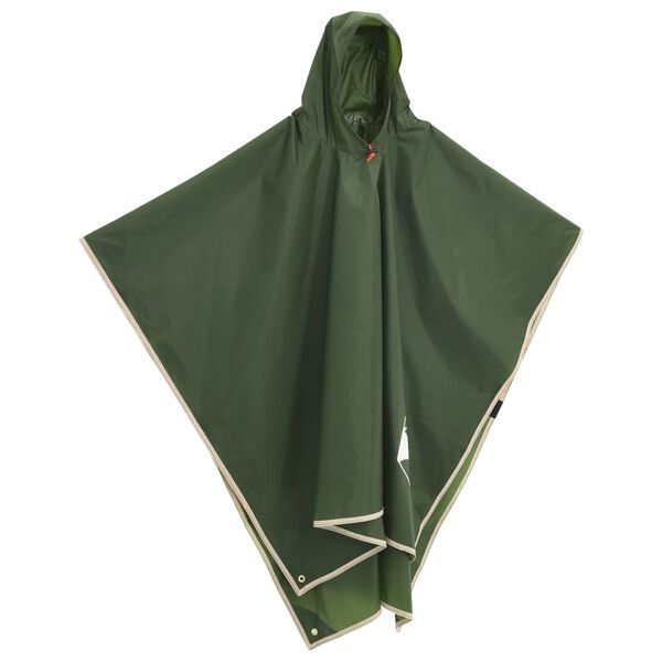 vidaXL Rain Poncho with Hood 2-in-1 Design Green 87.8"x57.1"