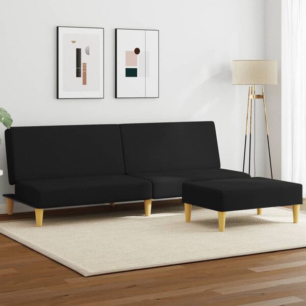 vidaXL Sofa Bed Black Fabric (100% polyester), wood, plastic 2-seater