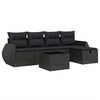 vidaXL Garden Sofa Set Black Poly Rattan, Tempered Glass, Steel Large