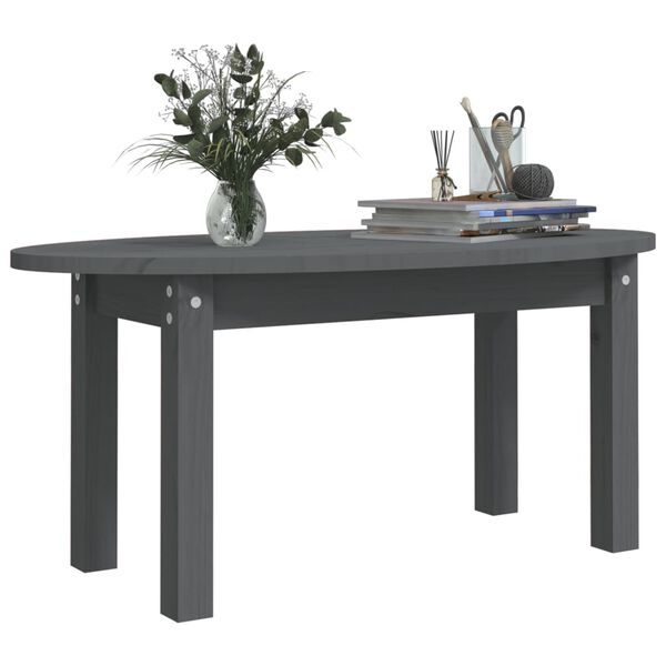 vidaXL Coffee Table Grey Solid pine wood Standard Durable Coffee Table