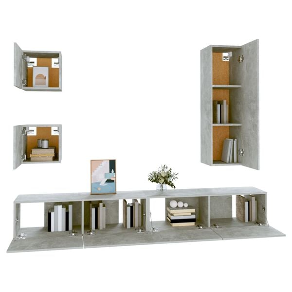vidaXL TV Cabinet Set Set of 5 Concrete Grey Engineered Wood