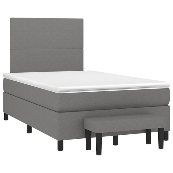 vidaXL Box Spring Bed Dark grey, White