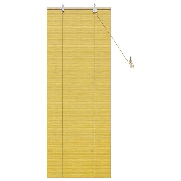 vidaXL Roller Blind with Curtains Yellow 23.62 x 62.99 in Bamboo