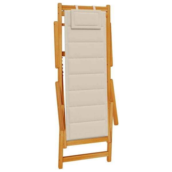 vidaXL Folding Beach Chair Taupe Acacia Wood Medium Foldable